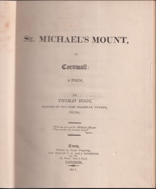 St. Michael's Mount in Cornwall; A Poem Thomas Hogg