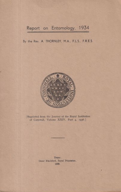 Report on Entomology, 1934 A Thornley